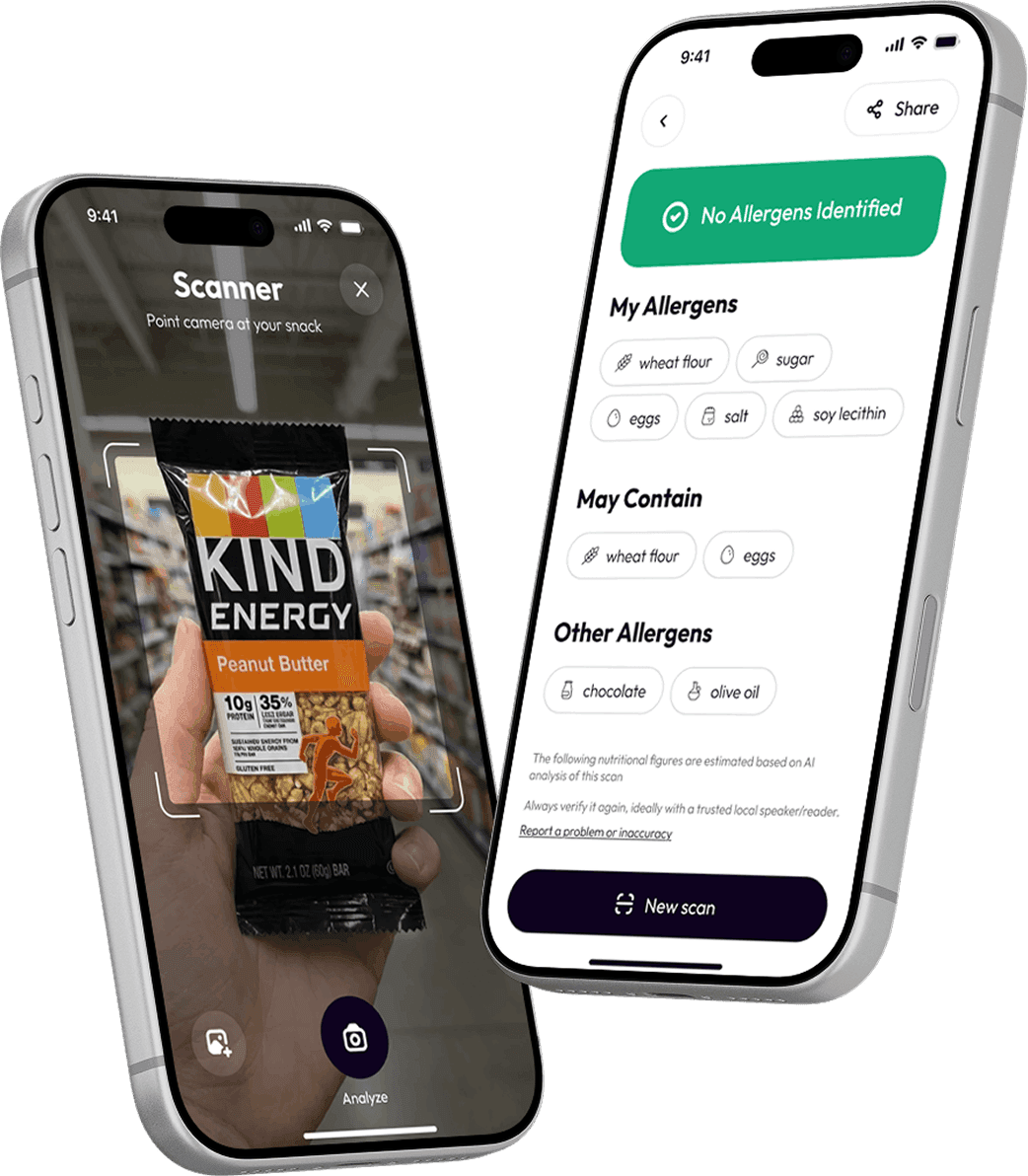 Phone with SnackSmart app open - one