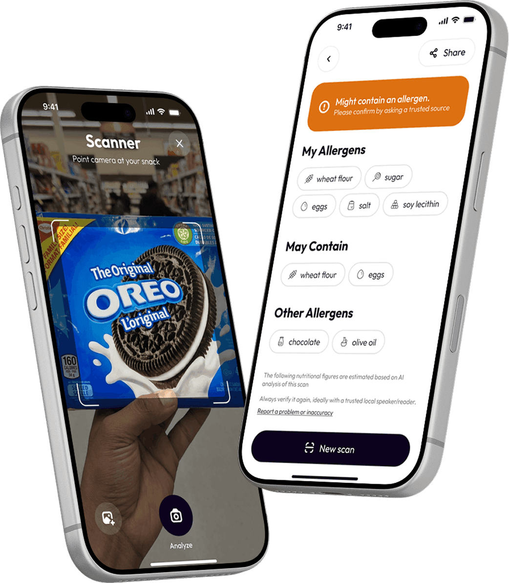 Phone with SnackSmart app open - three