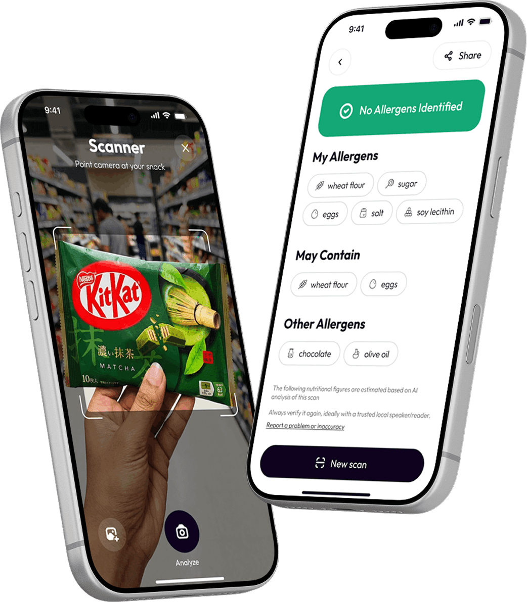 Phone with SnackSmart app open - four